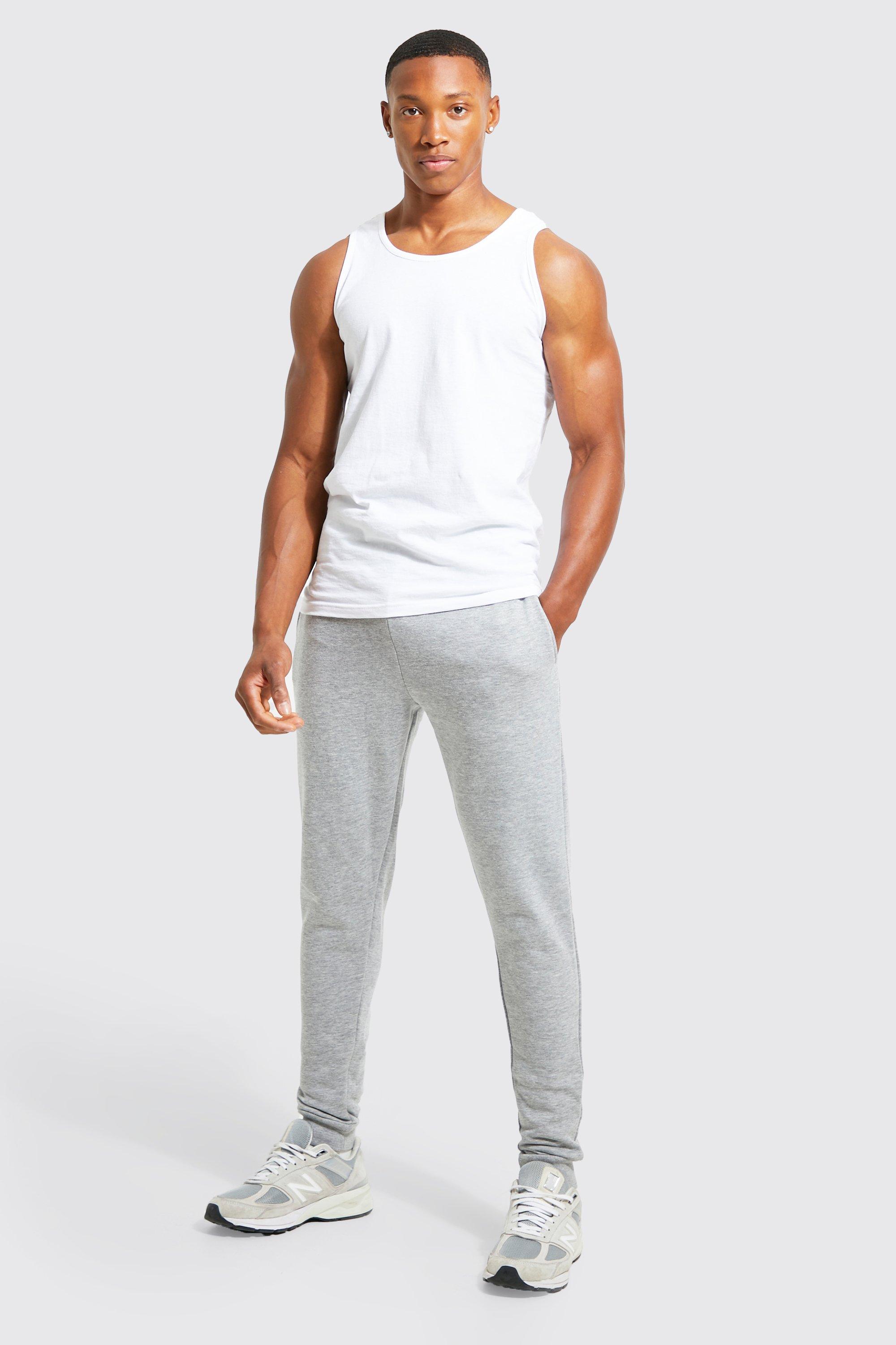 Slim fit best sale grey joggers mens